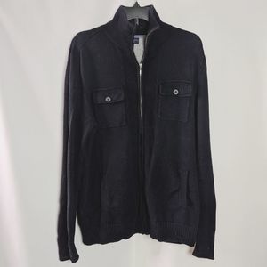 Thomas Parker 100% Cotton Black Moto Zip Sweater